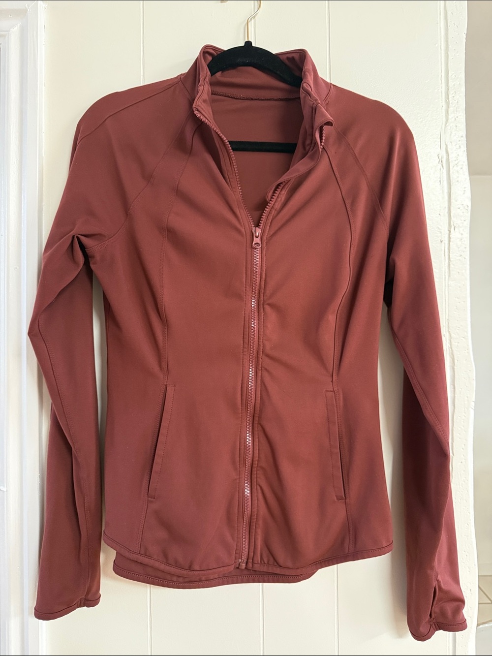Burgundy Athletic Zip-Up Jacket | Soft Stretch Performance Jacket | Women’s M